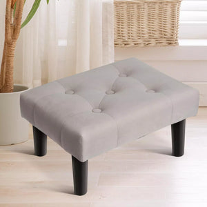 HOUCHICS Foot Stool,Square Cushion Foot Stool,Small Foot Stool with  Non-Slip Pad,Wood Foot Stool Suitable for Bedroom, Living Room and Kitchen  2 Pack