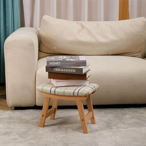 HOUCHICS Small Footstool Ottoman, Velvet Wooden Foot Stool Ottoman